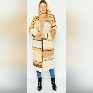 NWT Black Tape Mixed Pattern Long Knit Cardigan